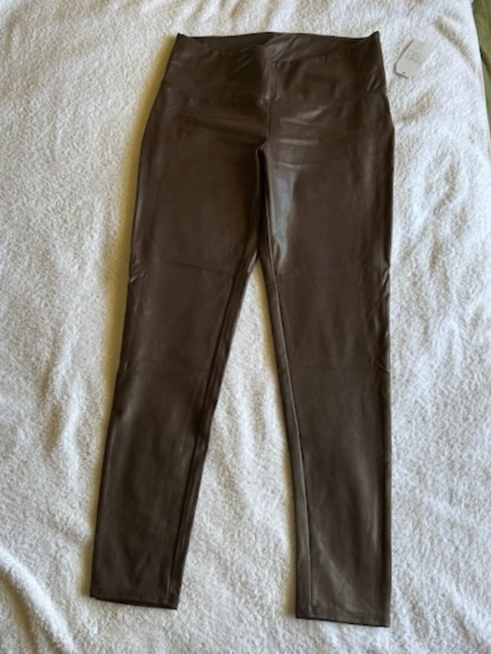 Time & Tru Faux Leather Leggings Brown Size 12-14 NWT